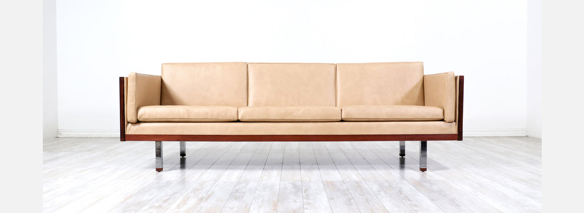 Danish Modern Rosewood & Leather Sofa by Jydsk Mobelvaerk 