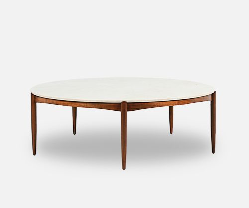 Folke Ohlsson Round Marble and Walnut Coffee Table for Dux