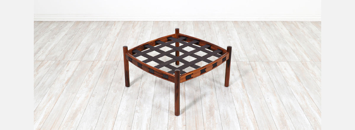 Arne Norell Sculpted Rosewood & Leather Stool for Coja 
