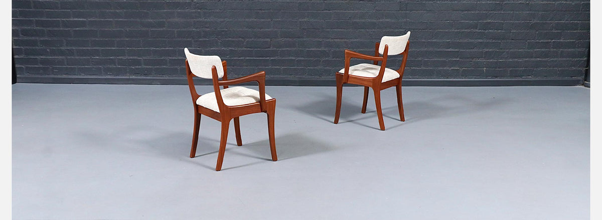 Mid Century Modern Teak & Tweed Dining Chairs by Peter Hayward 