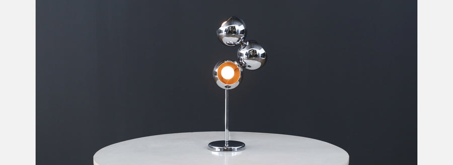 Mid-Century Modern Space Age 3-Globe Chrome Table Lamp