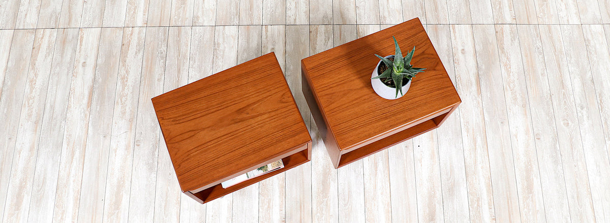 Mid-Century Modern Teak Night Stands with Bookcase by Westnofa