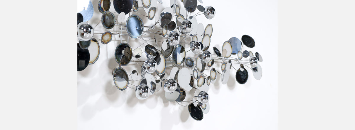 Large Vintage Curtis Jere "Raindrop" Chrome Wall Sculpture for Artisan House