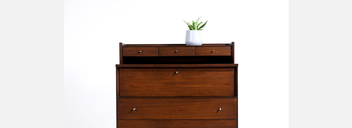 Paul McCobb "Irwin Collection" Chest of Drawers with Brass Accents for Calvin Furniture 