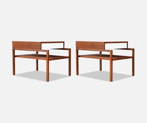 California Modern Slatted Walnut Side Tables by John Keal