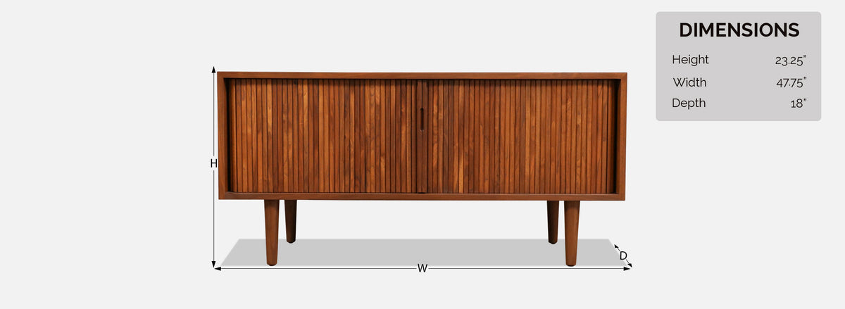 Low Profile Milo Baughman Tambour-Door Credenza for Glenn of CA