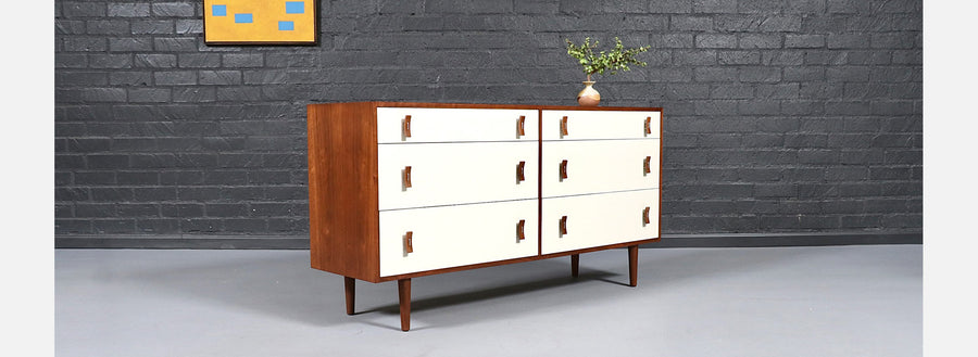 California Modern 6-Drawer Two-Tone Lacquered Dresser by Stanley Young