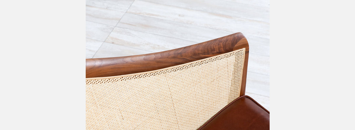 Kipp Stewart Walnut & Cane Lounge Chair for Directional
