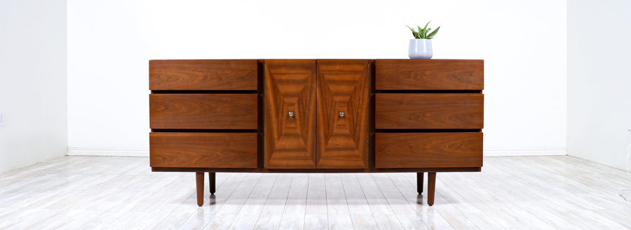 American of Martinsville 9-Drawers Walnut Dresser 