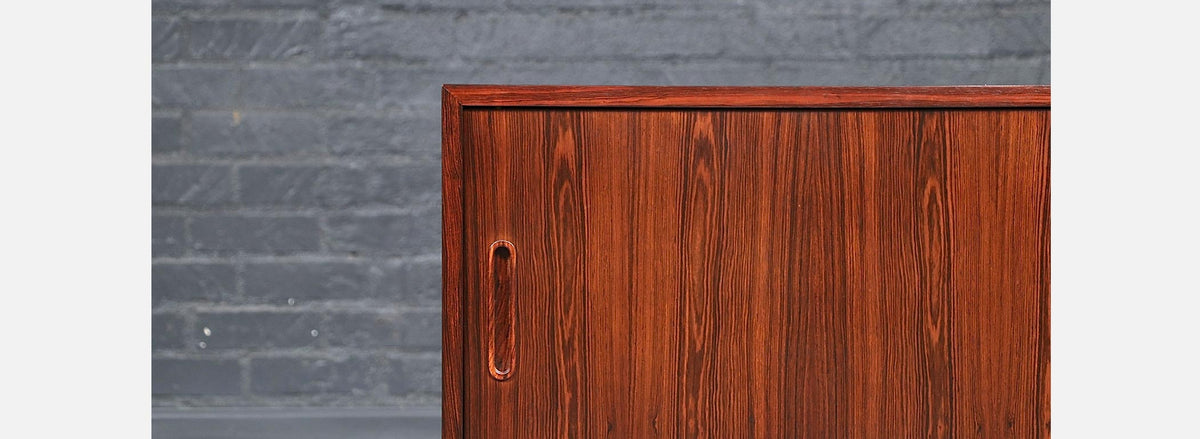 Danish Modern Rosewood Credenza w/ Sliding Doors by Carlo Jensen