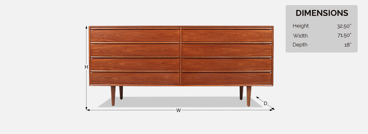 Mid-Century Modern 8-Drawer Teak Dresser by Westnofa