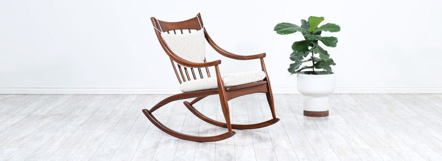 Mid-Century Modern Sculpted Walnut Rocking Chair