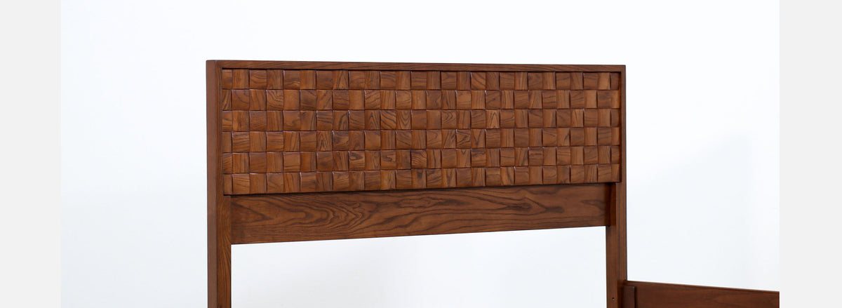 Paul Laszlo "Basket Weave" Full-Size Bed Frame for Brown Saltman