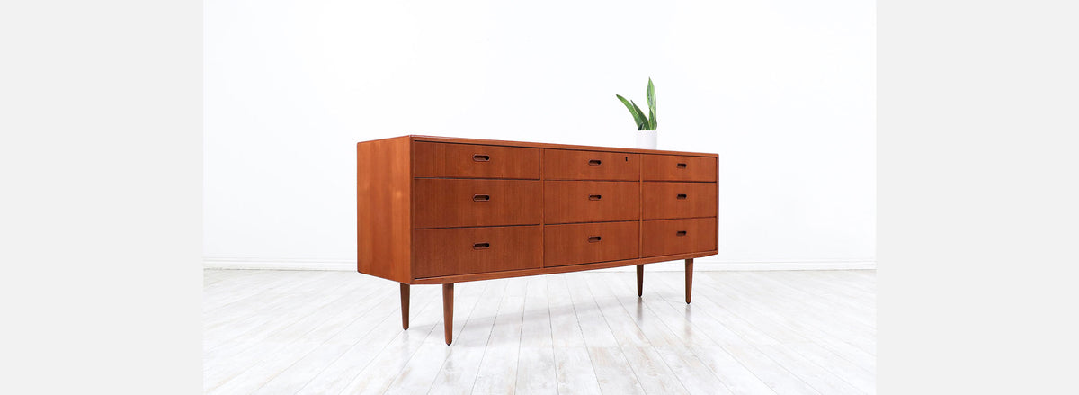 Danish Modern Teak 9-Drawer Dresser by Falster