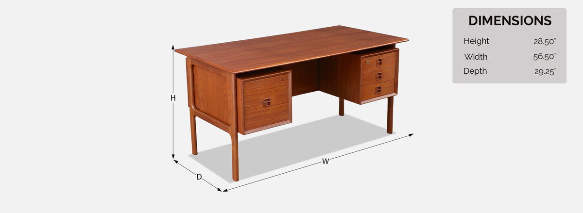 Erik Brouer Executive Desk with Bookcase for Brouer Møbelfabrik