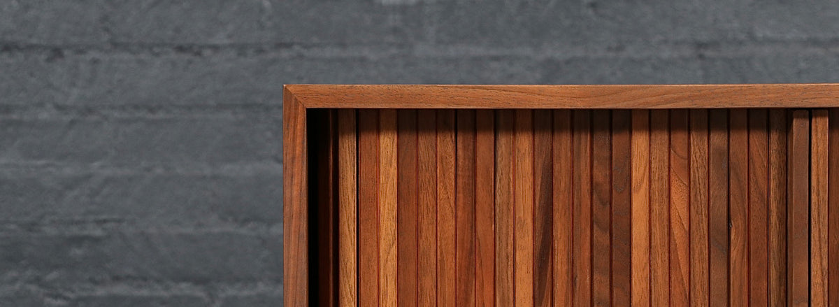 Milo Baughman Walnut Tambour Cabinet for Glenn of California