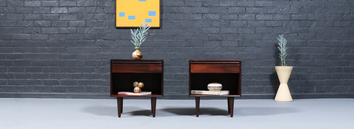 Mid-Century Rosewood Night Stands w/ Bookcase by Westnofa