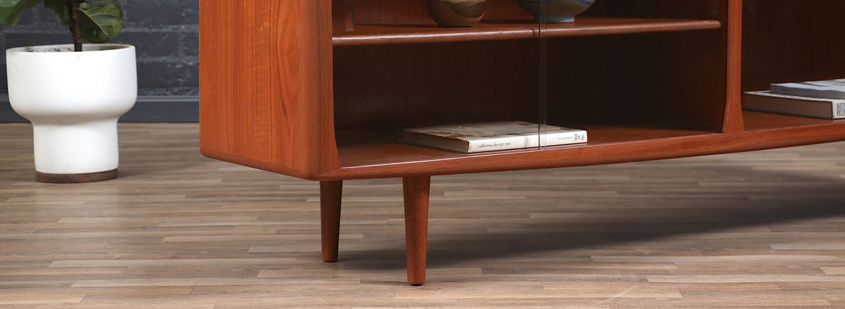 Danish Modern Teak & Glass Bookcase by Bernard Pedersen
