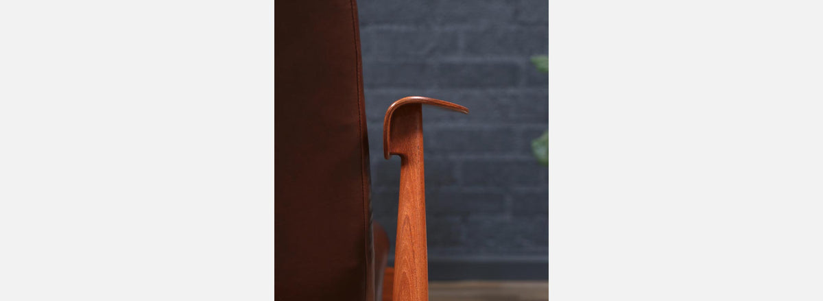 Finn Juhl Model BO-118 Cognac Leather & Teak Lounge Chair