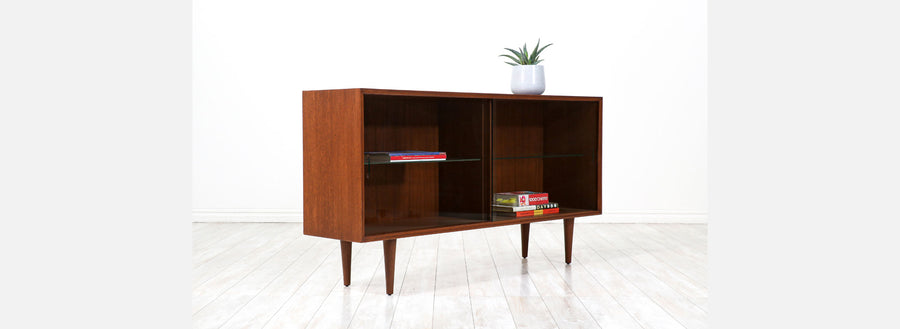 Paul Laszlo Bookcase with Glass Doors for Brown Saltman