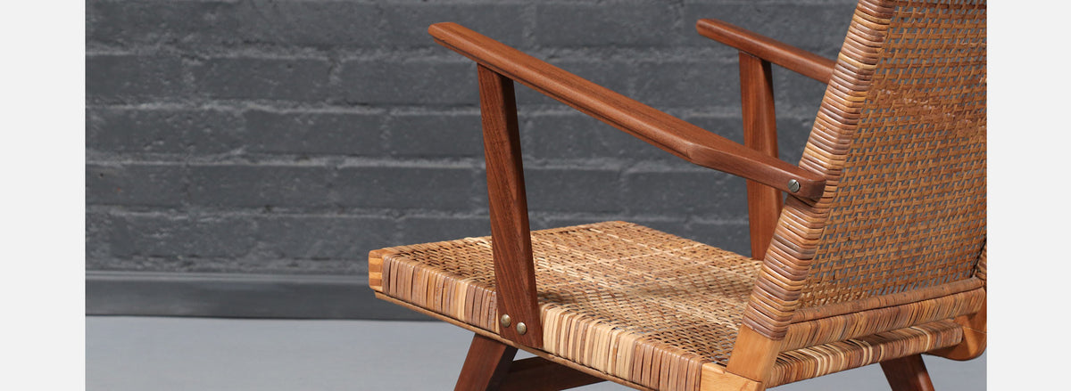 Mid-Century Dutch Modern Cane & Teak Lounge Chair