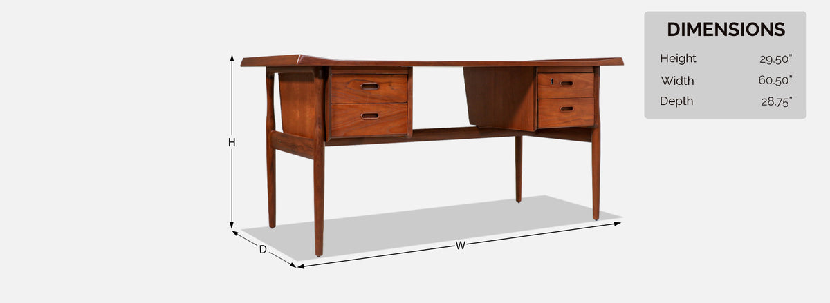 Danish Modern Executive Sculpted Teak Desk by Peter Lovig Nielsen