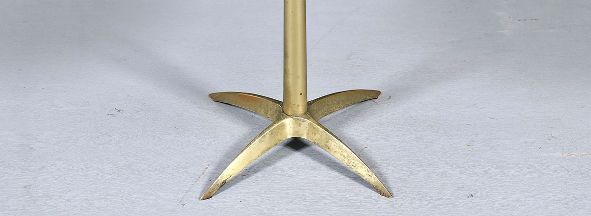 Mid-Century Modern Walnut & Brass Starburst Pedestal Side Table