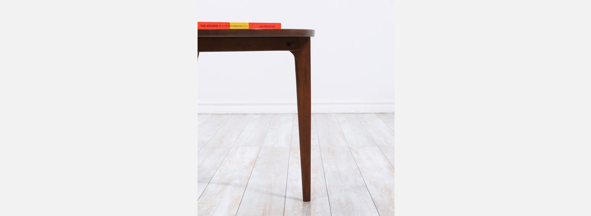 California Modern Sculpted Walnut Floor Lamp with Side Table by Modeline