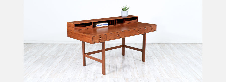 Danish Modern Flip-Top Partners Executive Teak Desk by Peter Løvig Nielsen