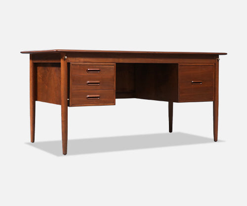 Danish Modern Executive Walnut Desk by Gunnar Schwartz