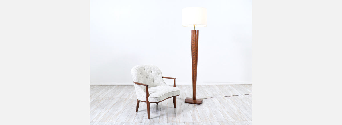 Californian Modern Sculpted Walnut Floor Lamp