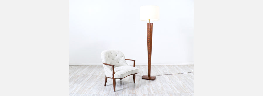 Californian Modern Sculpted Walnut Floor Lamp