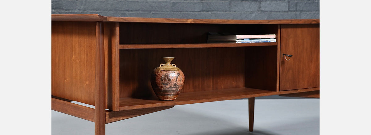 Svend A. Madsen Executive Walnut Desk w/ Bookcase for H.P. Hansen