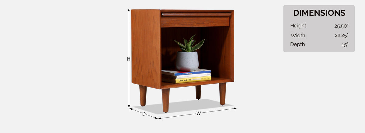 Danish Modern Teak Night Stands with Single Drawers