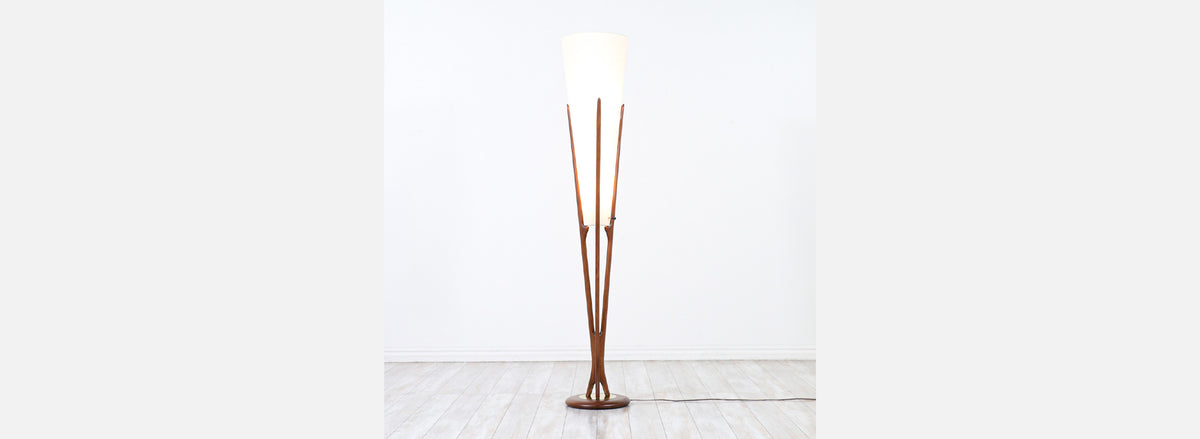 John Keal Sculpted Trident-Style Floor Lamp for Modeline of California