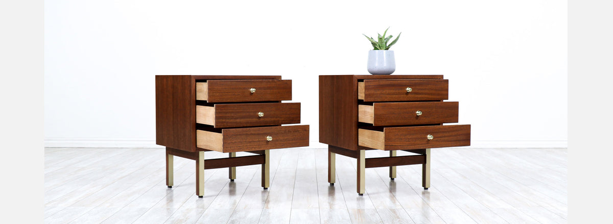 American of Martinsville Night Stands with Brass Accents