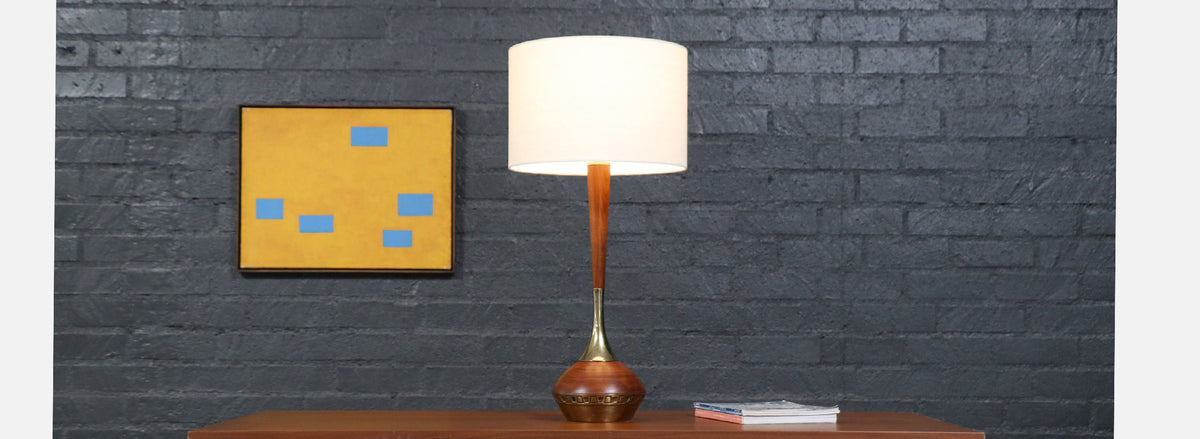 Tony Paul Sculpted Walnut & Brass Table Lamp by Westwood Industries