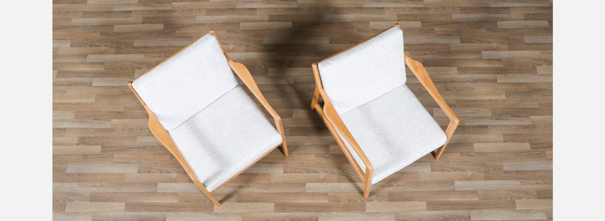 Folke Ohlsson Model "Tema 1" Beechwood Lounge Chairs for Dux