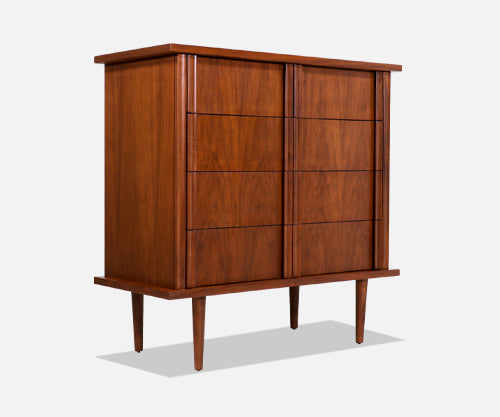 American of Martinsville Sculpted Walnut Highboy
