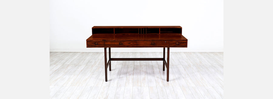 Danish Modern Flip-Top Rosewood Partners Desk by Peter Løvig Nielsen