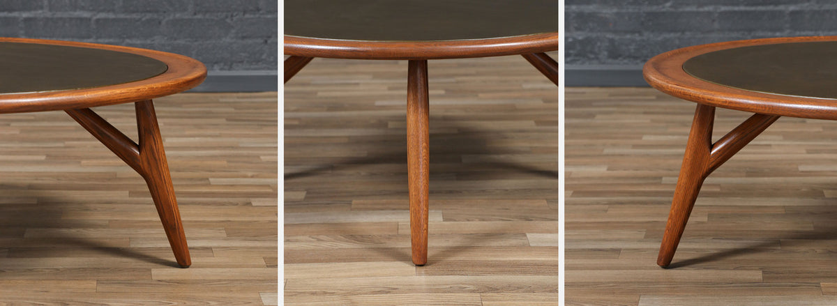 Jack Van der Molen Sculpted Oak & Leather Top Coffee Table