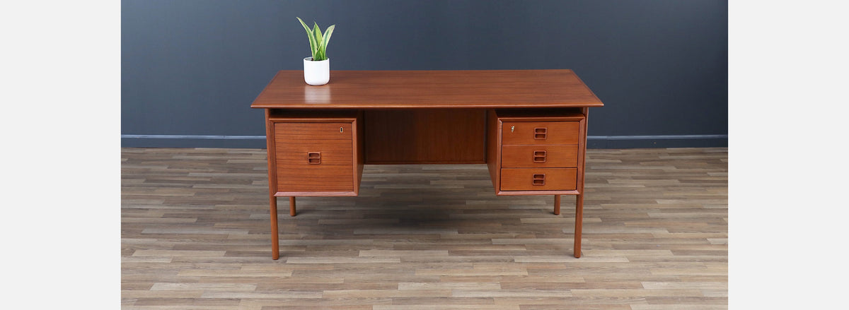 Erik Brouer Executive Desk with Bookcase for Brouer Møbelfabrik