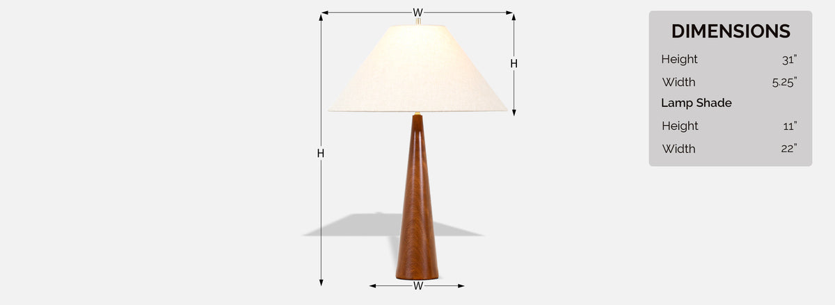 Danish Modern Teak Cone Shape Table Lamp