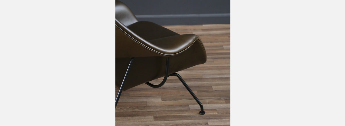 Early Eero Saarinen "Womb" Forest Green Leather Chair for Knoll