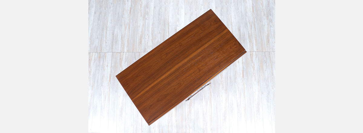 Mid-Century Modern Walnut Chest of Drawers with Sculpted Chrome Pulls