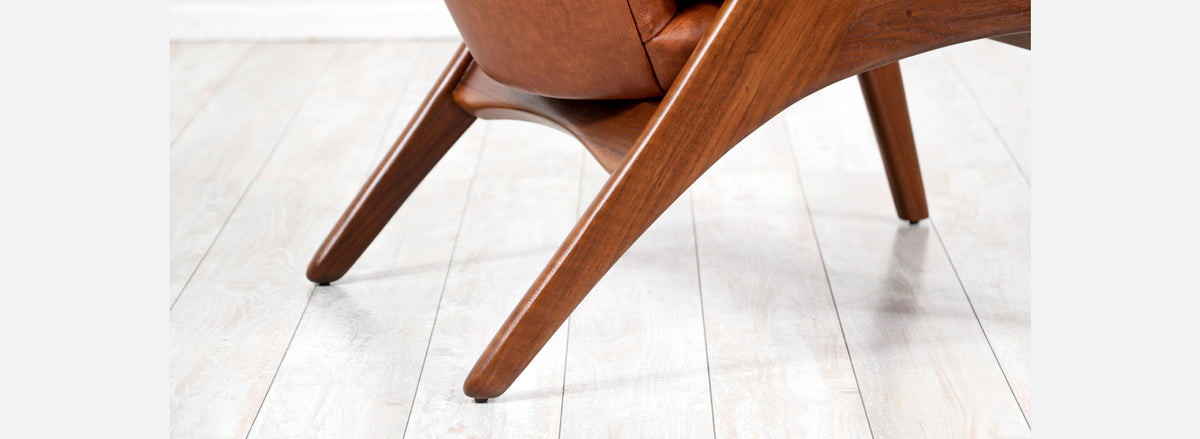 Kurt Østervig Cognac Leather Wing Chairs for Rolschau Mobler