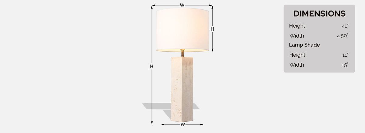Mid-Century Italian Modern Travertine Stone Table Lamp