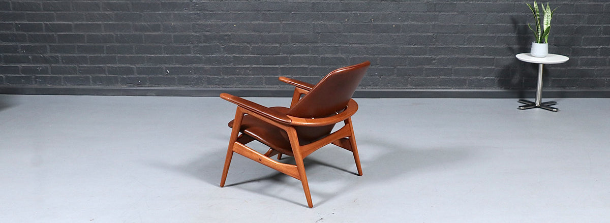 Arne Hovmand-Olsen Teak & Cognac Leather Lounge Chair for Mogens Kold