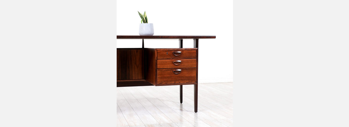 Kai Kristiansen Rosewood Desk with Bookcase for Feldballes Møbelfabrik