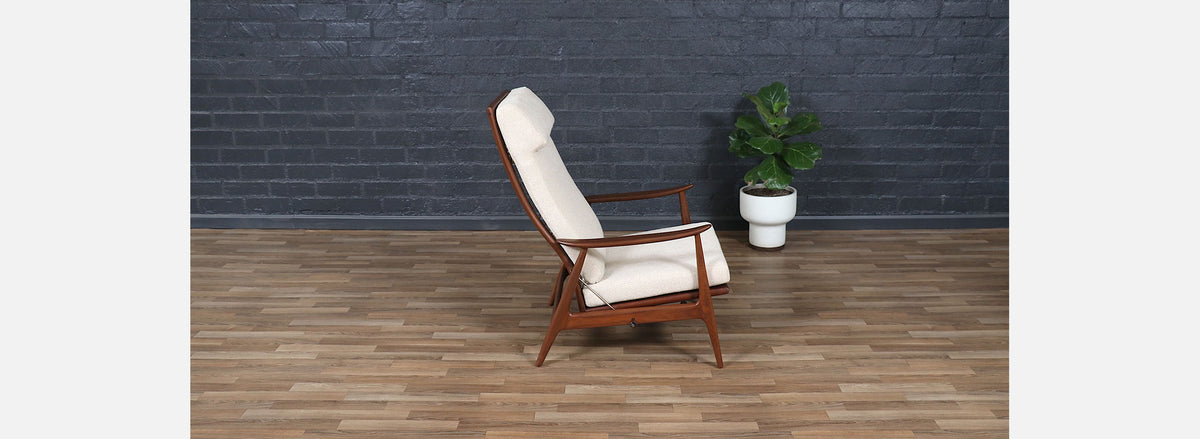 Milo Baughman Sculptural Walnut Reclining Chair for James Inc.
